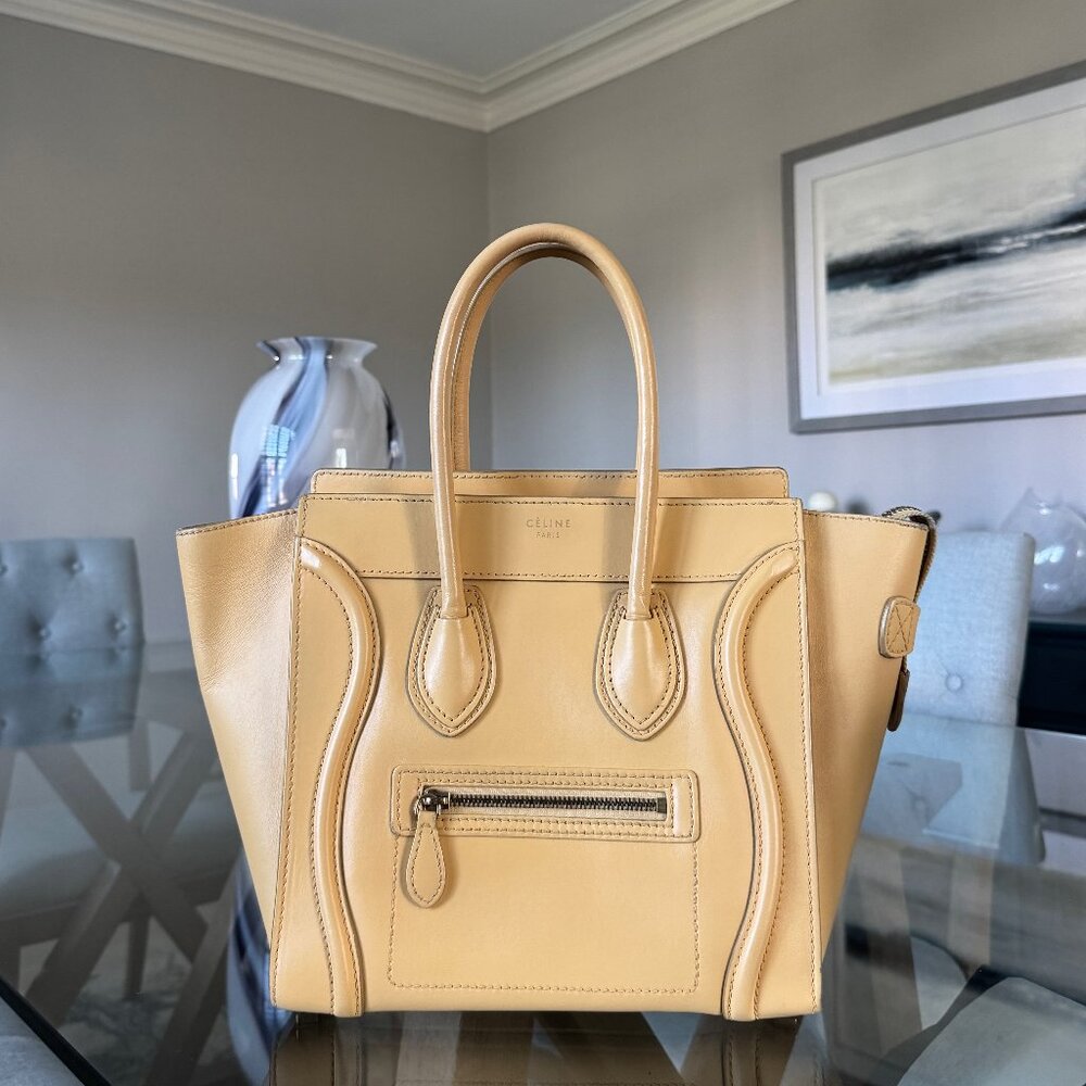 CELINE LEATHER Luggage Micro Light Yellow